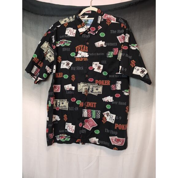 Blue water Men's Card Game Button Down Shirt Size Large(223) - Picture 1 of 8